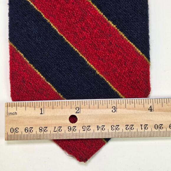 Vintage JC Penney Repp Tie Red Navy Gold Stripe Wide 70s Preppy Look 4” Wide - Picture 12 of 12